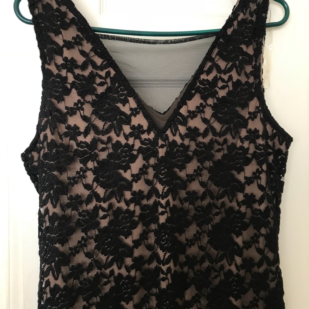 Black lace dress w/ mesh neckline